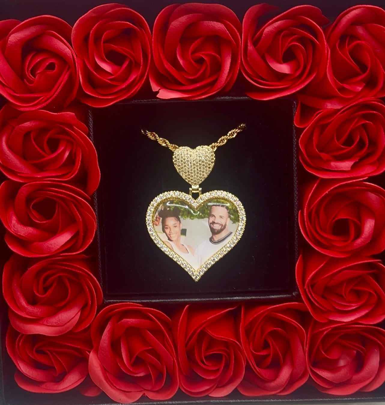 Valentines Day Special Heart Photo Pendant Forever Rose Box