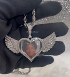 Heart Wing High Quality 14k Gold Photo Necklace/Non Tarnish Hypoallergenic