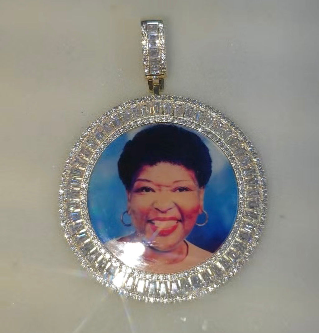 Baguette Round 55mm Photo Pendant
