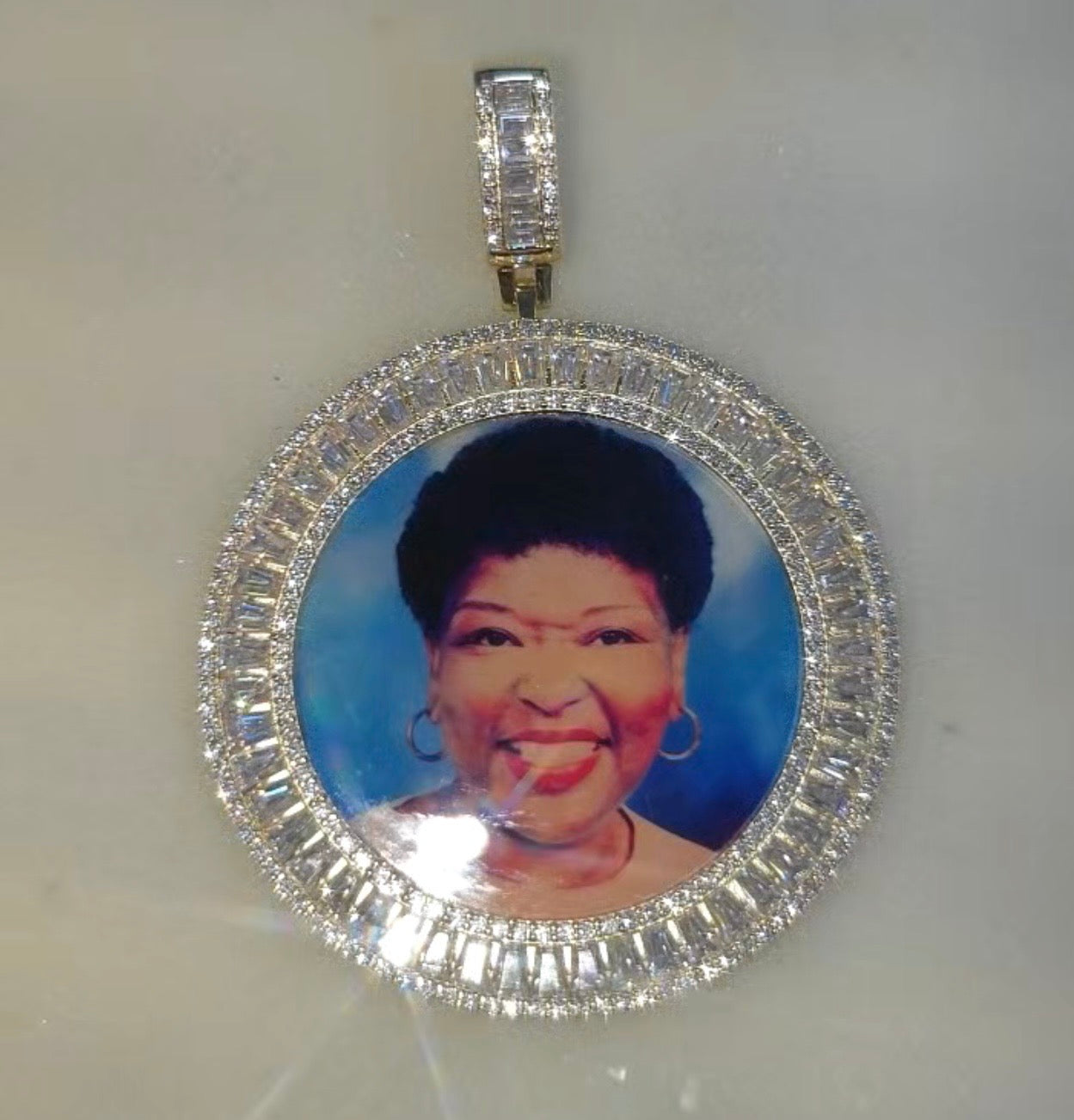 Baguette Round 55mm Photo Pendant