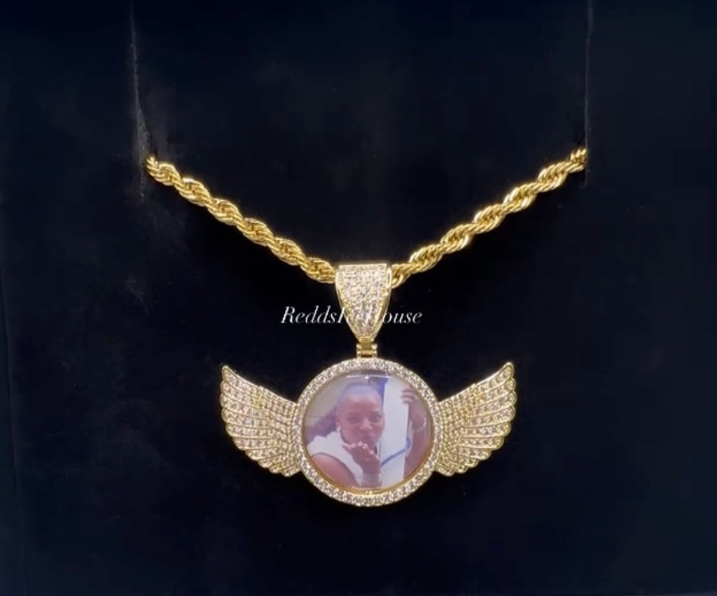 Wing High Quality 14k Gold Photo Necklace/Non Tarnish Hypoallergenic
