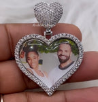 High Quality Heart Photo Necklace/ Non Tarnish  hypoallergenic W/ Cz diamonds