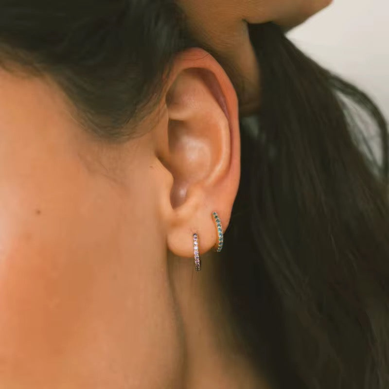 Waterproof/non tarnish Birthstone Hoop Earrings