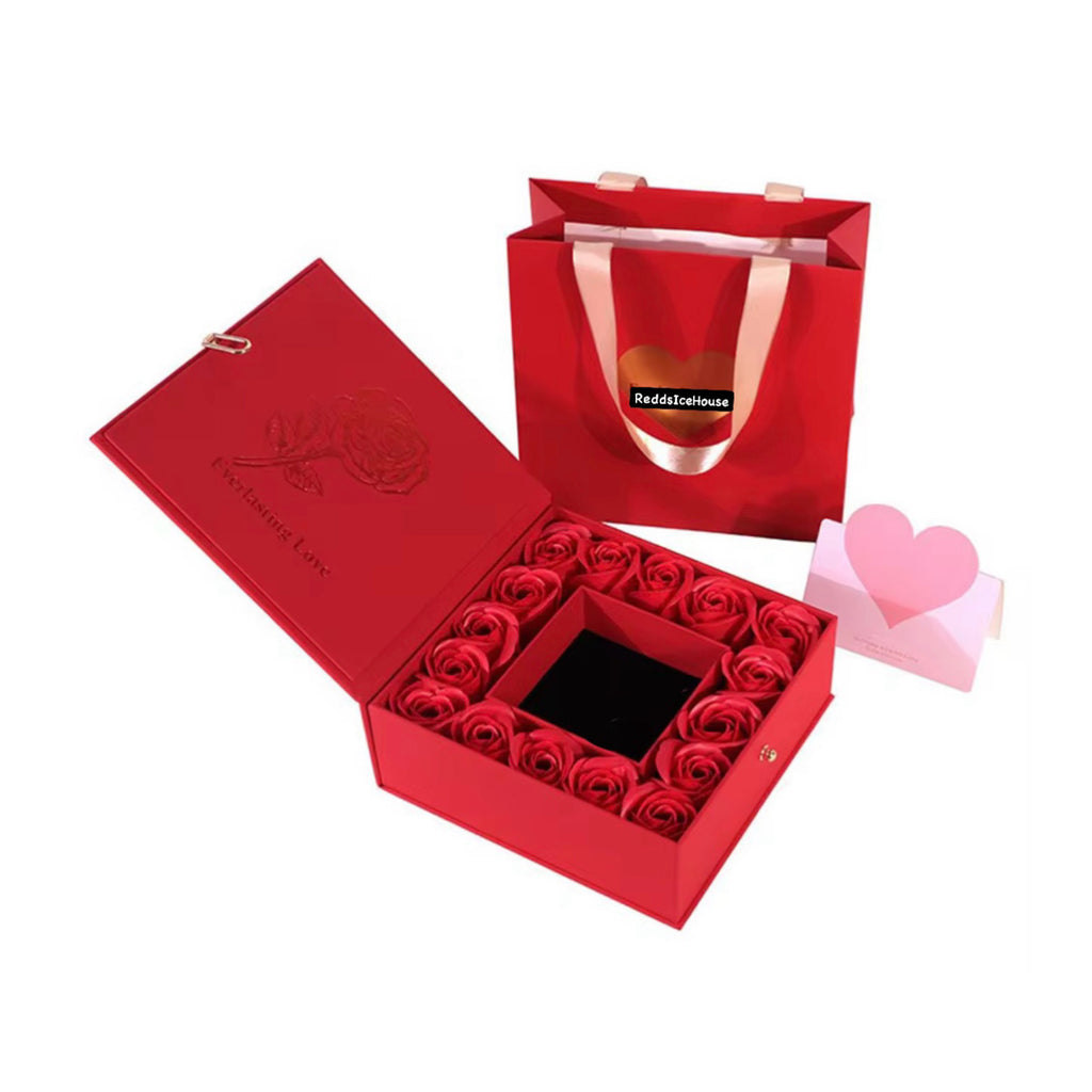 Valentines Day Special Heart Double Photo Pendant Forever Rose Box