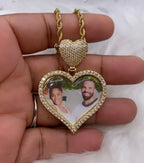 High Quality Heart Photo Necklace/ Non Tarnish  hypoallergenic W/ Cz diamonds