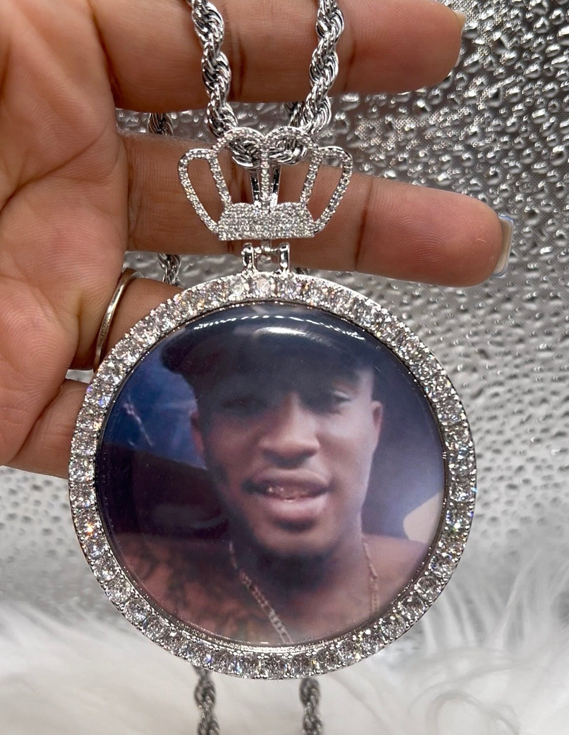 Crown Large High Quality 68mm Block Bail Photo Necklace/ Non Tarnish hypoallergenic