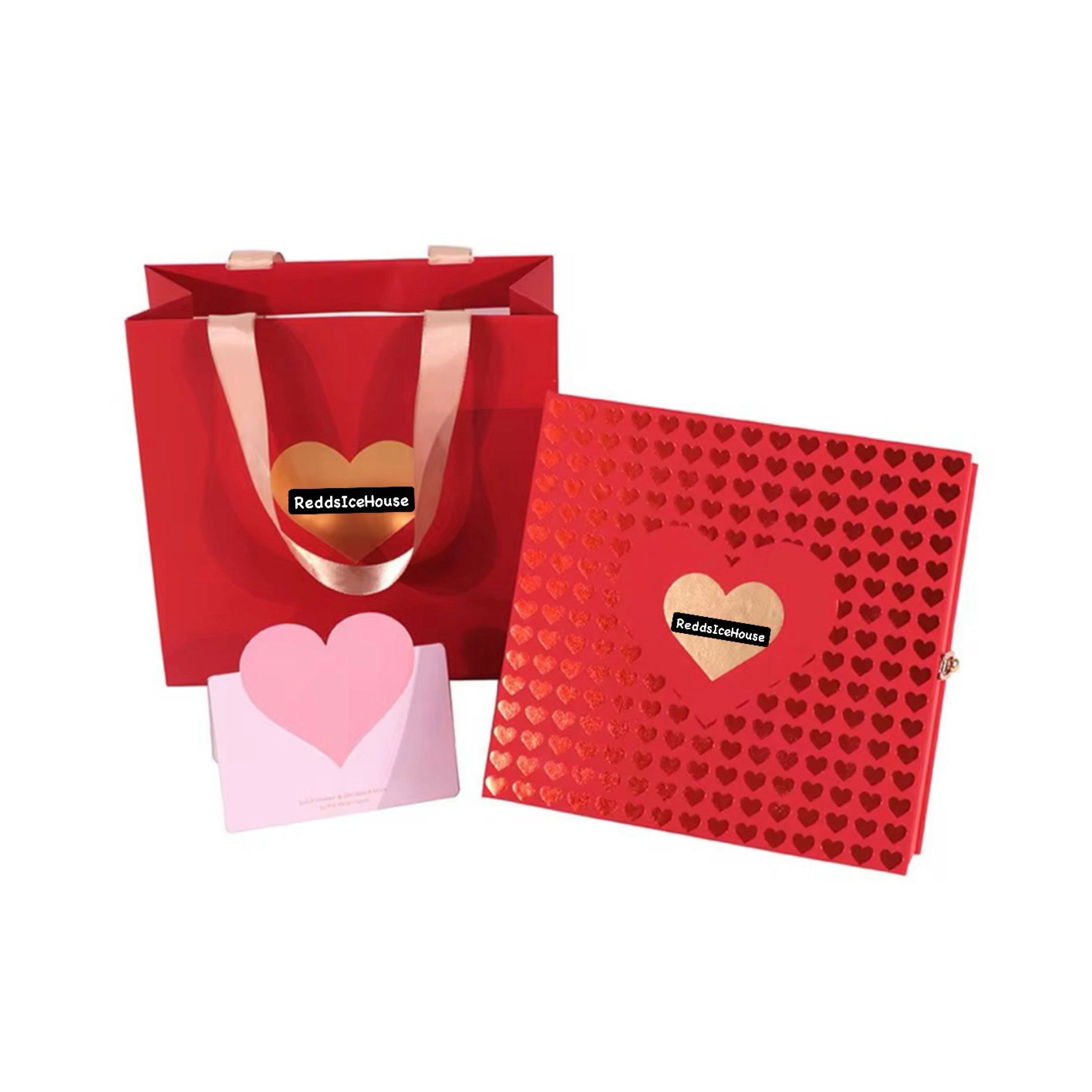 Valentines Day Special Heart Double Photo Pendant Forever Rose Box