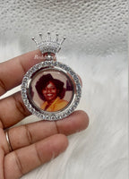 High Quality Crown Bail Double Sided Photo Necklace/ Non Tarnish  hypoallergenic W/ Cz diamonds