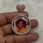 High Quality Heart Bail Photo Necklace/ Non Tarnish  hypoallergenic W/ Cz diamonds