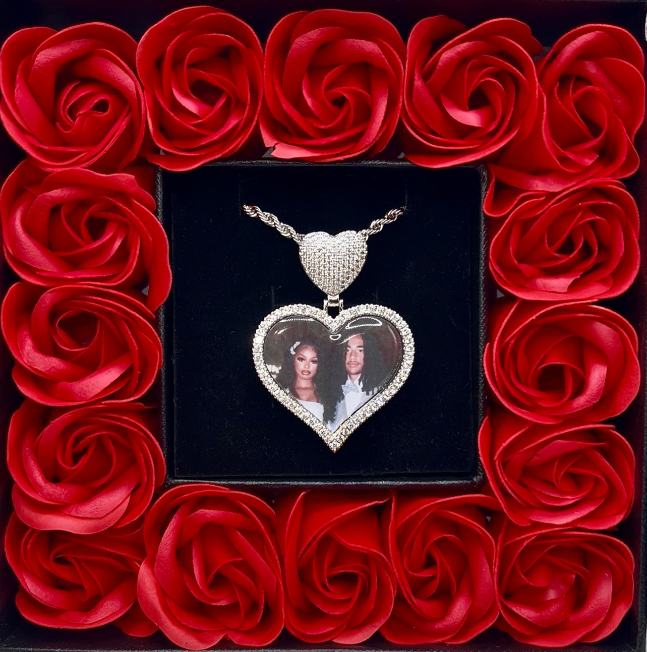 Valentines Day Special Heart Photo Pendant Forever Rose Box