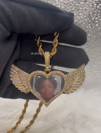 Heart Wing High Quality 14k Gold Photo Necklace/Non Tarnish Hypoallergenic