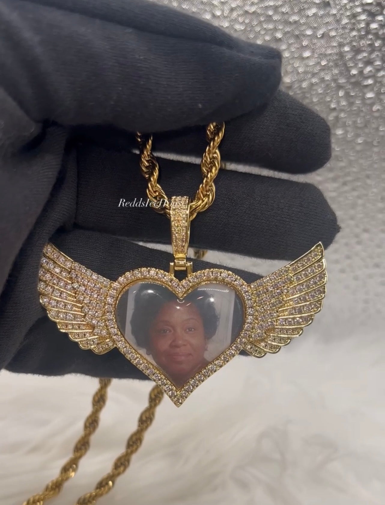 Heart Wing High Quality 14k Gold Photo Necklace/Non Tarnish Hypoallergenic