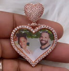 High Quality Heart Photo Necklace/ Non Tarnish  hypoallergenic W/ Cz diamonds
