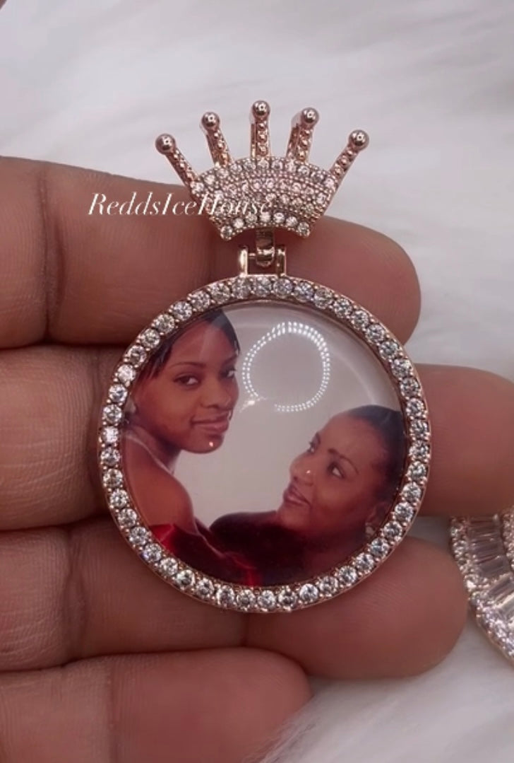 High Quality Crown Bail Photo Necklace/ Non Tarnish  hypoallergenic W/ Cz diamonds