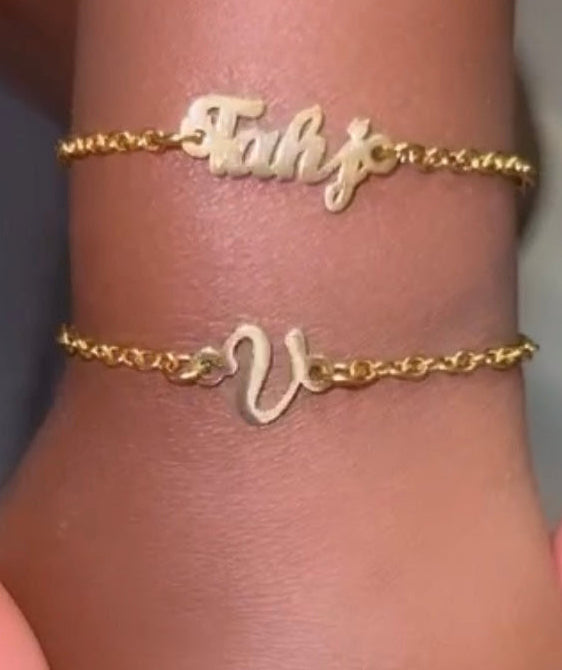 Baby/Kids High Quality Waterproof Gold Cuban Link Name Bracelet