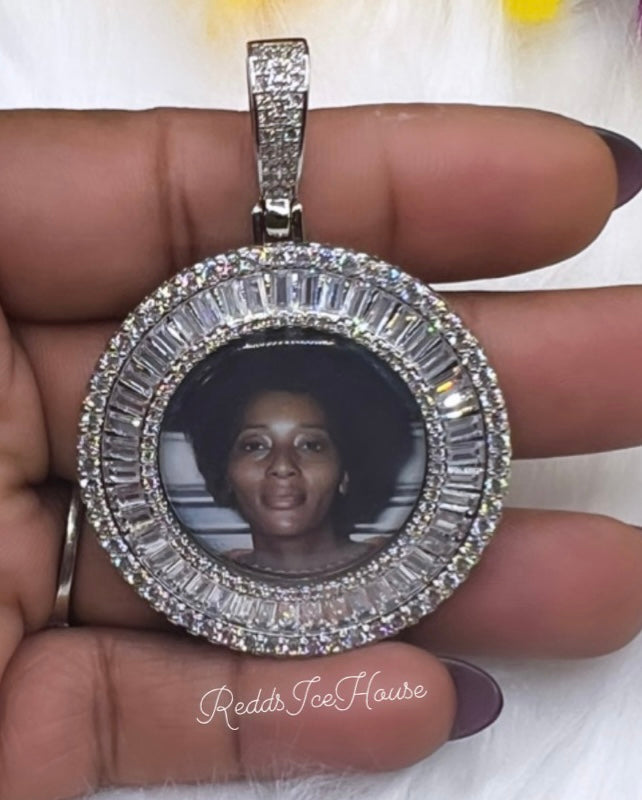High Quality 14k Gold Baguette Photo Necklace/Non Tarnish Hypoallergenic