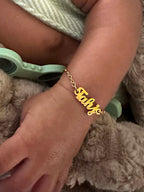 Baby/Kids High Quality Waterproof Gold Cuban Link Name Bracelet