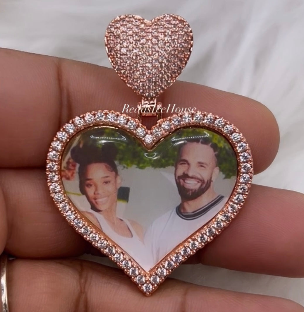 High Quality 14k Gold Heart Photo Necklace/Non Tarnish Hypoallergenic