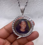 High Quality Double Sided Photo Necklace/ Non Tarnish  hypoallergenic W/ Cz diamonds
