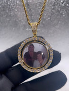 High Quality Double Sided Photo Necklace/ Non Tarnish  hypoallergenic W/ Cz diamonds
