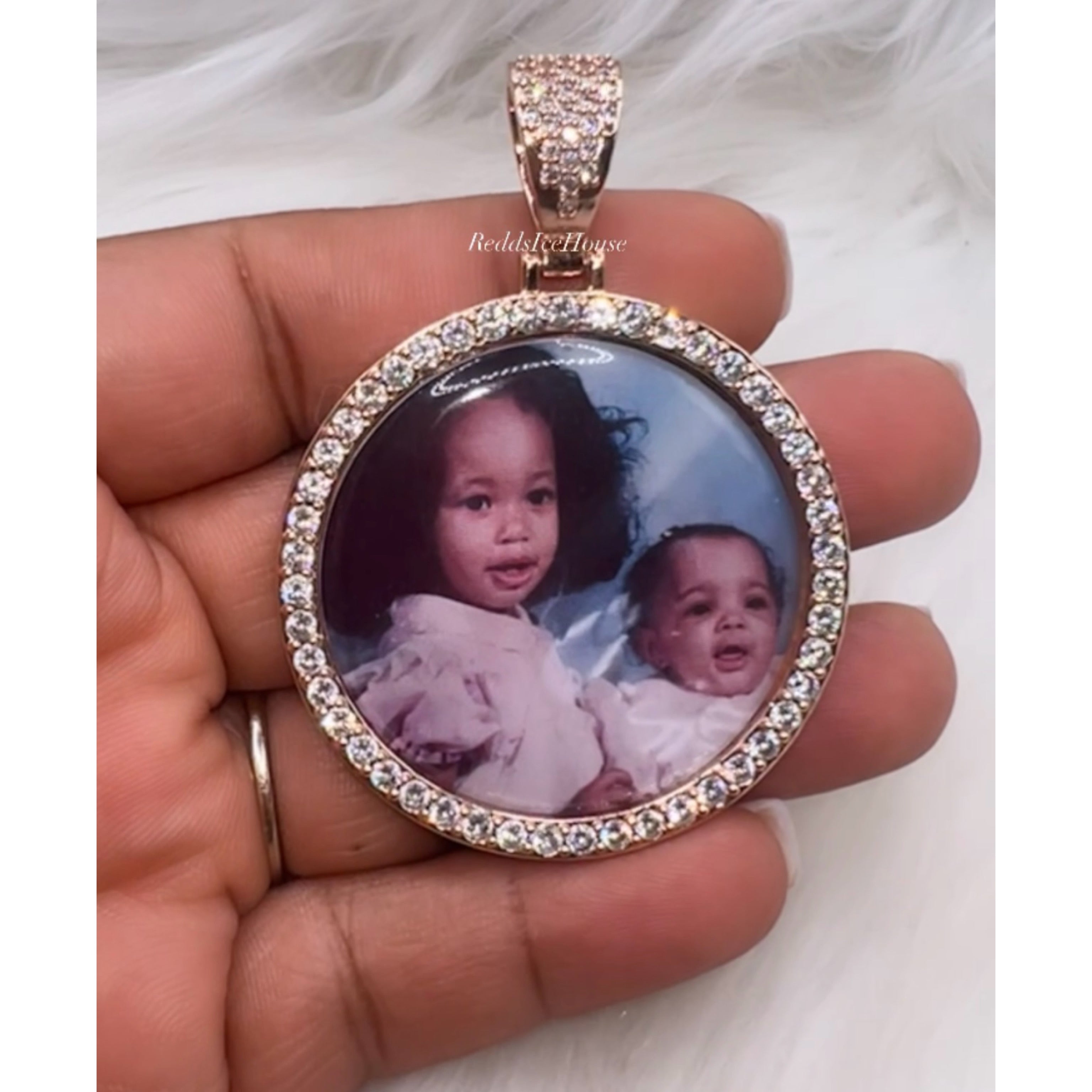 45mm High Quality 14k Gold Photo Necklace/Non Tarnish Hypoallergenic