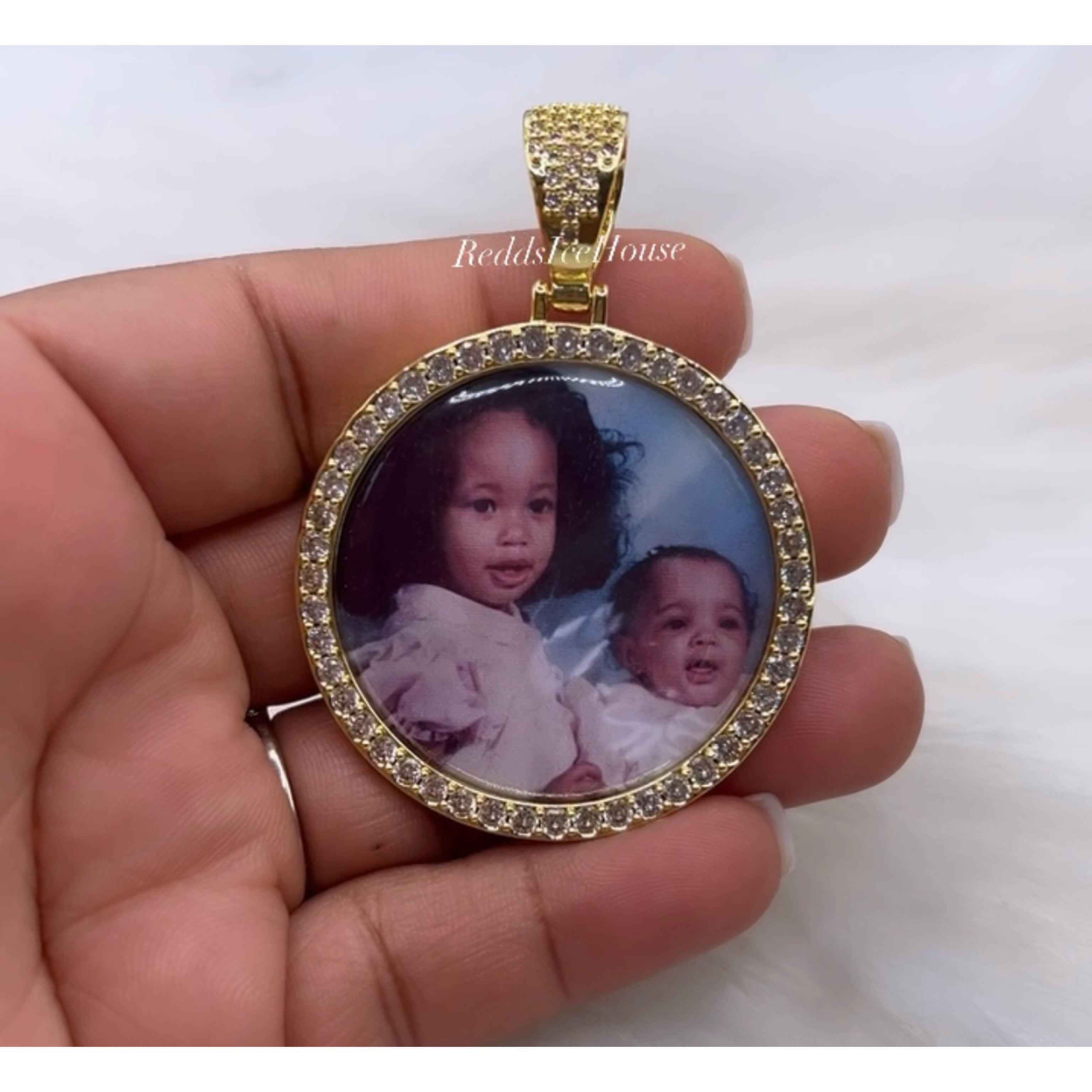 45mm High Quality 14k Gold Photo Necklace/Non Tarnish Hypoallergenic