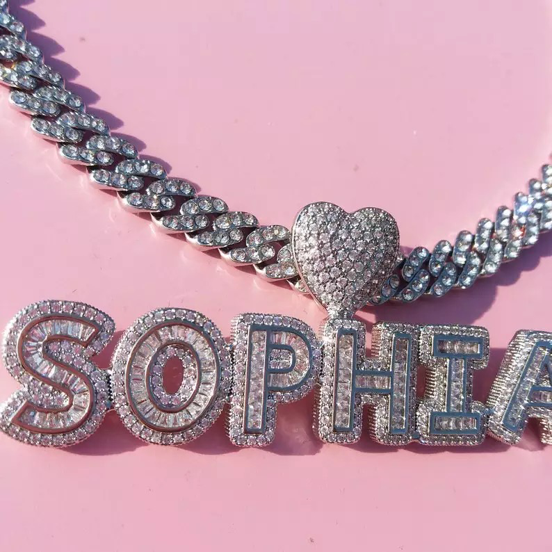Bling Bling Name Cuban Link Necklace (Customize)
