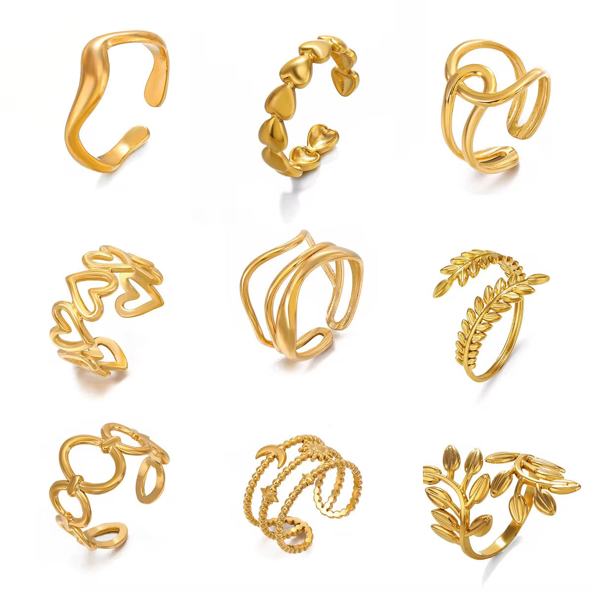 Waterproof/non tarnish Multi Ring Set
