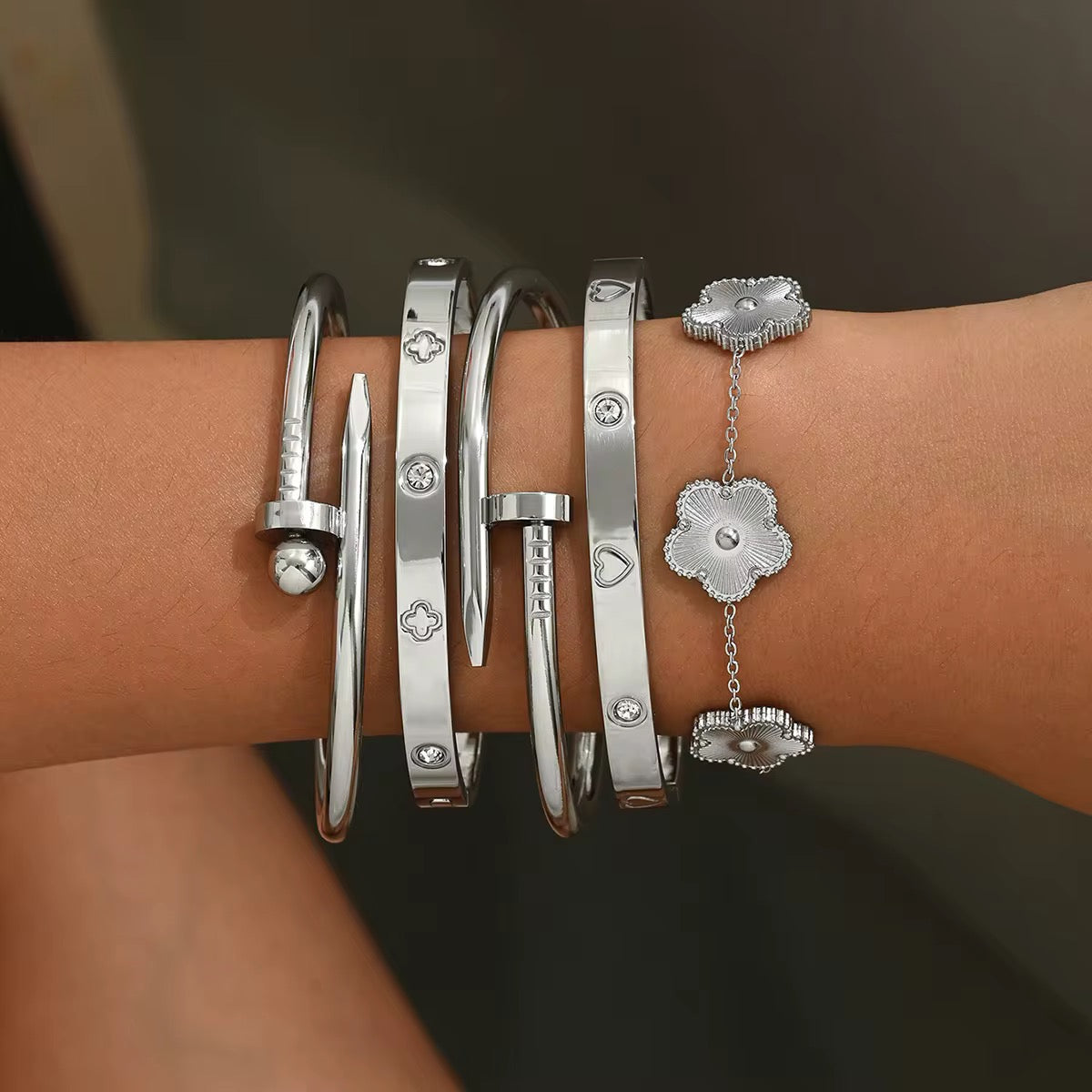 Waterproof/non tarnish Multi bracelet Set of 5