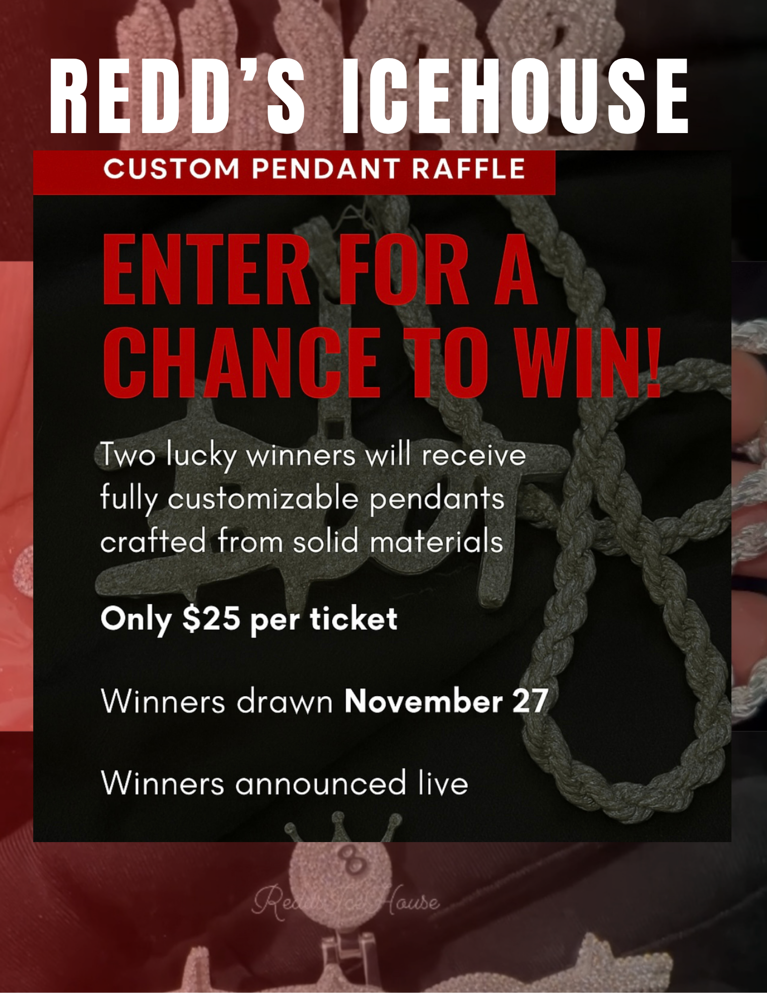 Custom Solid Pendant Raffle Ticket