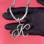 Large Script Bling Letter Necklace