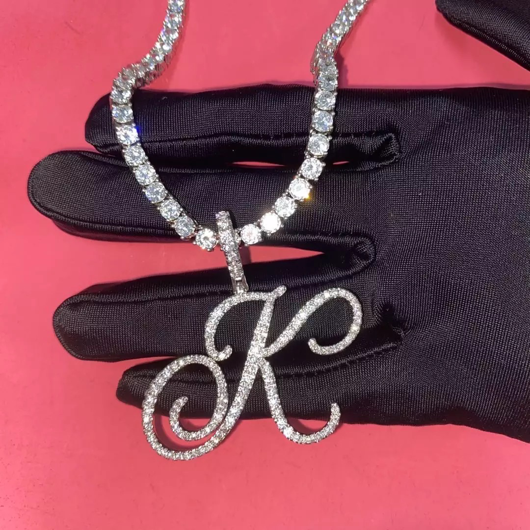 Large Script Bling Letter Necklace