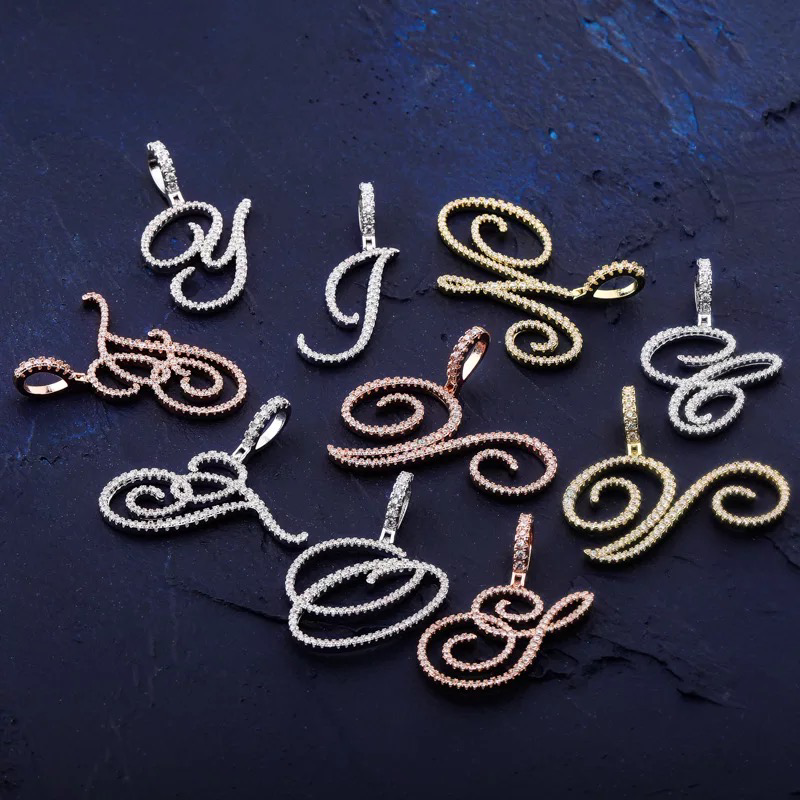 Large Script Bling Letter Necklace