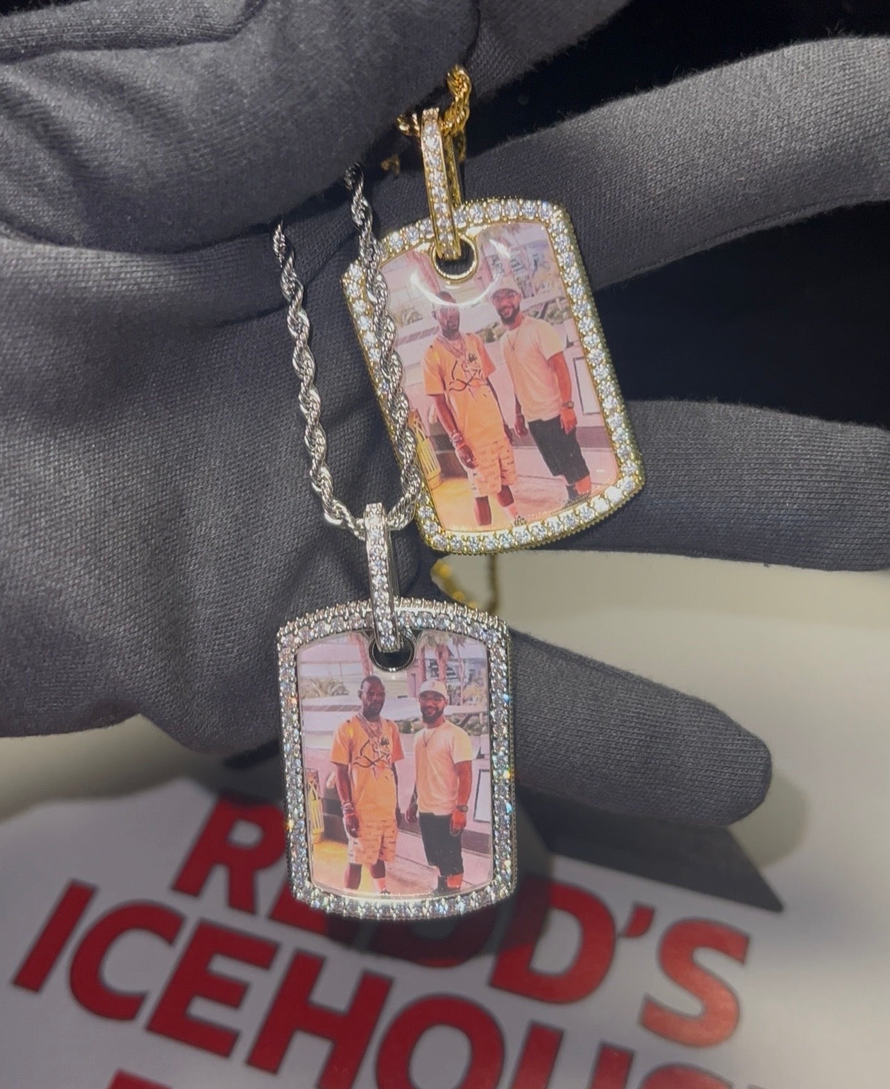 Iced Dog Tag Photo Necklace