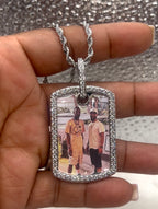 Iced Dog Tag Photo Necklace