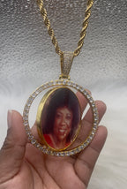 High Quality Large Double Sided Photo Necklace/ Non Tarnish  hypoallergenic W/ Cz diamonds